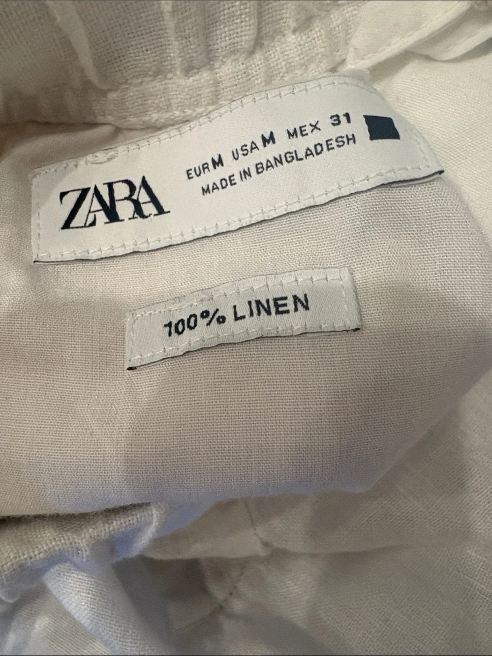 Zara men White Linen Drawstring Chinos